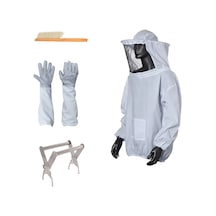 Youmex "4 Parçalı Arıcı Seti: Arıcı Ceketi, Eldiven, Çerçeve Tutucu Ve Fırça - Arı Sokmalarına Karşı Koruma" Beyaz