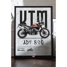 Ktm Adv 890 Siyah Ahşap Çerçeveli Poster, Dekoratif Motosiklet Duvar Tablosu