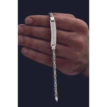 Erkek Gümüş Bileklik - İsim Yazılabilir 4.2 Mm Kare Kral Gümüş Bileklik