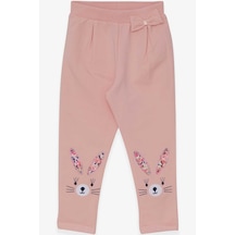Breeze Kız Bebek Tayt Pantolon Tavşan Nakışlı 9 Ay-3 Yaş, Pudra