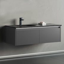 Orka Lisbon 110 Cm Mdf Antrasit Banyo Dolabı Alt Modül Ve Lavabo Antrasit
