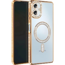 Samsung Uyumlu Galaxy A06 Joke Simli Magneticsafe Kılıf Altın
