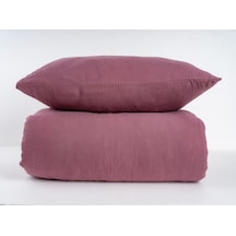 Premium Müsli Nevresim Seti Tek Kişilik 140x200cm 50x70cm Yastık %100 Pamuk Mürdüm