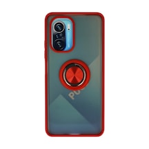 Xiaomi Redmi K40 Uyumlu Kılıf Montreal Yüzüklü Silikon Kapak - Kırmızı