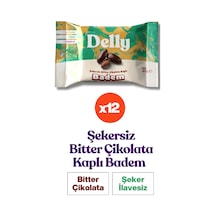 Delly Şeker İlavesiz Bitter Çikolata Kaplı Badem 12 x 40 G