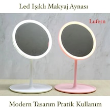 Premium Yuvarlak Ledli Makyaj Aynası Modern 30x18 Cilt Bakım Kişisel Bakım Uzun Ömürlü Masa Üstü