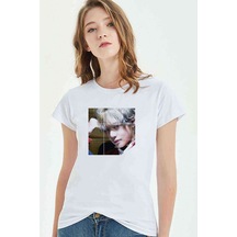 K Pop Koreli Muzik Grubu Kpop Baskılı Beyaz Kadın Tshirt