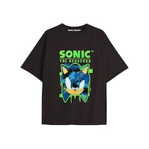 Kalic Studio Unisex Bay Sonic Desenli Siyah Yazlık T-shirt Siyah-222