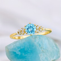 14 Ayar Altın Minimal Akuamarin Yüzük Altın 14 Ayar Altın Minimal Akuamarin Yüzük Altın