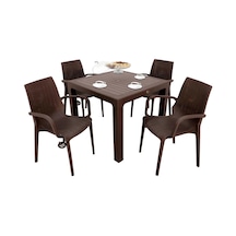 Mandella Elit Rattan 90x90 Nirvana Koltuk Camlı Masa Takımı Kahverengi Diğer