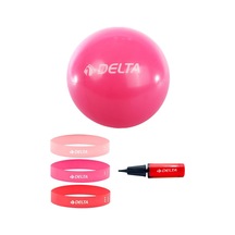 Delta- 55 cm Pilates Topu 3'lü Squat Bandı Egzersiz Direnç Lastiği Pilates Topu Pompası 5'li Set