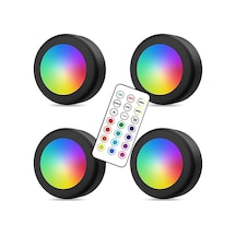 Upway 4 Lü Set Led Aydınlatma Dekoratif Rgb Gece Lambası 12 Renk Kumandalı Küçük Siyah