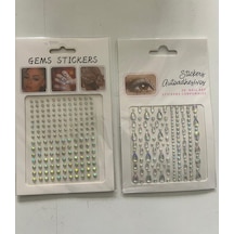 2 Kartela Birden Face Gems Yapışkanlı Yüz Taşı Seti