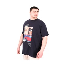 Mode Xl Büyük Beden Erkek Baskılı T-shirt Palm Dream U25026 Lacivert Lacivert
