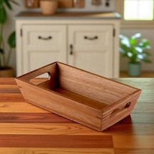 Akasya Ağacından Ekmek Sepeti - Doğal Ahşap Ekmeklik, Şık Ekmek Sunumluk 23x13x7cm - Kahvaltı Ve Sofralar İçin Servis Sepeti