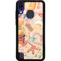 Reeder P13 Blue Vintage Sticker Tasarımlı Glossy Telefon Kılıfı Siyah