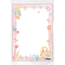 A5 Deniz Kızı Bloknot Çizgisiz Defter - 50 Yaprak - Memopad - Notepad - Not Defteri - Not Kağıdı Pembe Pembe