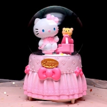 Hello Kitty Happy Temalı Orta Boy Işıklı Müzikli Kar Küresi