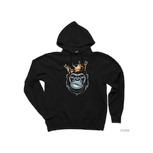Gorilla King Siyah Kapşonlu Sweatshirt Hoodie Siyah