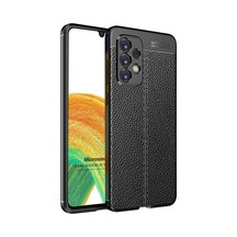 Samsung Galaxy A33 5g İçin Kılıf Deri Dokulu Silikon Siyah Galaxy A33 5g İle Uyumlu Kılıf - Siyah
