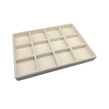 Yerli Üretim Süet Kumaş Krem Renk 34 Cm / 24 Cm 12 Bölmeli Çekmece Içi Takı Standı Çok Renkli