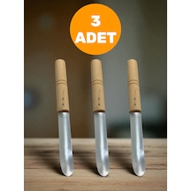 3'lü Set Ahşap Saplı Patlıcan & Kabak Dolma Oyacağı Paslanmaz Çel