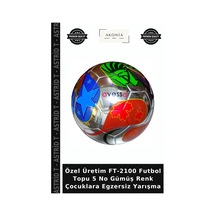 Özel Üretim Ft-2100 Futbol Topu 5 No Gümüş Renk Çocuklara Egzersiz Yarışma