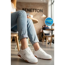 United Colors Of Benetton Beyaz Bağcıklı Cilt Memory Foam Unisex Spor Ayakkabı Bnı-11220 G