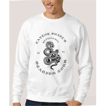 Taylor Ts Baskılı Beyaz Erkek Örme Sweatshirt