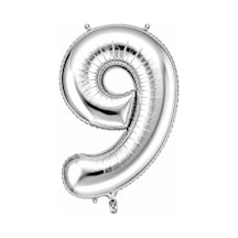 9 Rakam Folyo Balon Gümüş Rengi 36 Cm