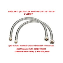 2 Adet Klozet İçin Flex Bağlantı Çelik Spiral Hortum