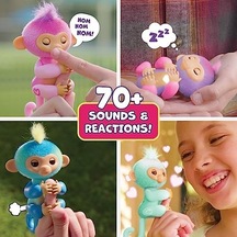Fingerlings 2023 Yeni İnteraktif Bebek Maymun Dokunmaya Tepki Veriyor - 70+ Sesler Ve Tepkiler - Ava Teal 000 Açık Krem