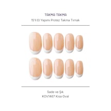 15'li Ten Rengi 15' Kısa Oval Kov1467fı Tekrar Kullanılabilir El Yapımı Protez Takma Tırnak S