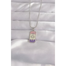 316l Çelik Gümüş Renk Karışık Mineli Ay Figür Tarot Kolye 001 - Beyaz