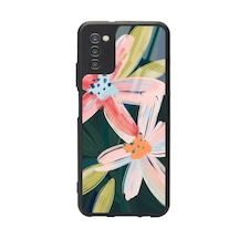 Samsung Uyumlu A-03s Suluboya Çiçek Tasarımlı Glossy Telefon Kılıfı Çok Renkli