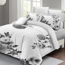 Monohome Black White Flower Çift Kişilik Nevresim Takımı 3D Pamuk