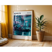 Lamborghini Revuelto Ahşap Çerçeveli Poster Tablo Hibrit V12 Hypercar