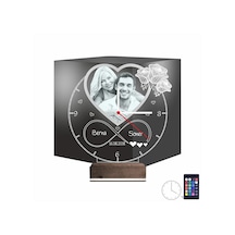 Luvivia Kalp Sevgiliye Hediye V4 Fotoğraflı Saatli 3d Lamba - Masa Gece Lambası