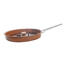 Granit Hamsi Tava Metal Kapak Çelik Sap 32x4cm Kahve Çok Renkli