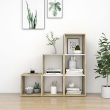 Tdesıgno Dilha -kitaplık-ofis Dolabı - Beyaz 6 Raflı 90 Cm Meşe - Beyaz