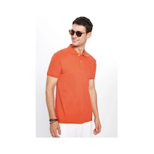 Tudors Erkek Slim Fit Dar Kesim %100 Pamuk Turuncu Polo Yaka Tişört-32740 Turuncu