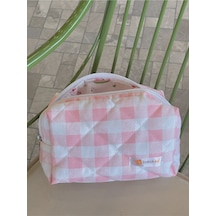 Batekso Pembe Pötikare Desenli Makyaj Çantası  Büyük Boy