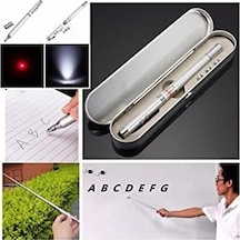 Metal Kutulu Kırmızı Lazerli, Led Işıklı Mıknatıslı Pointer Kalemi İşaretçi Uzayabilen Sunum Çubuğu Teleskopik Metal Tükenmez Kalem Prs-1521g