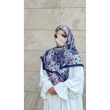 Qalortex Scarf Pamuklu Piraye Desen Eşarp - Morcivert Morcivent