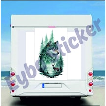 Kurt Ve Geyikler Doğal Yaşam Kamp Karavan Doğal Sticker 40x75 Cm Renkli Baskı