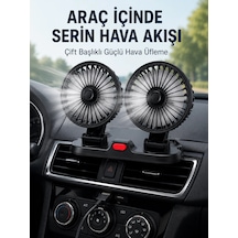 Mey İthalat Ayarlanabilir Çift Başlıklı Sessiz Araç İçi Vantilatör
