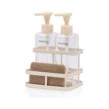 The Mia Metal Standlı Sıvı Sabunluk Beyaz 3 Parça Çok Renkli