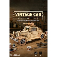 Vintage Car 3d Puzzle Ahşap Minyatür Maket Kiti Dıy Kendin Yap