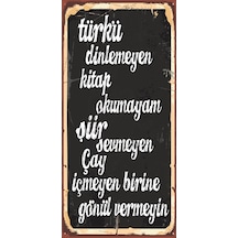 Türkü kitap şiir çay (10 CM X 20 CM) mini retro ahşap poster