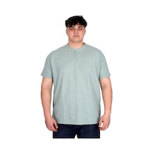 Mode Xl Büyük Beden Erkek Hakim Yaka Tişört Waffle U20036 Çağla Çağla Yeşili